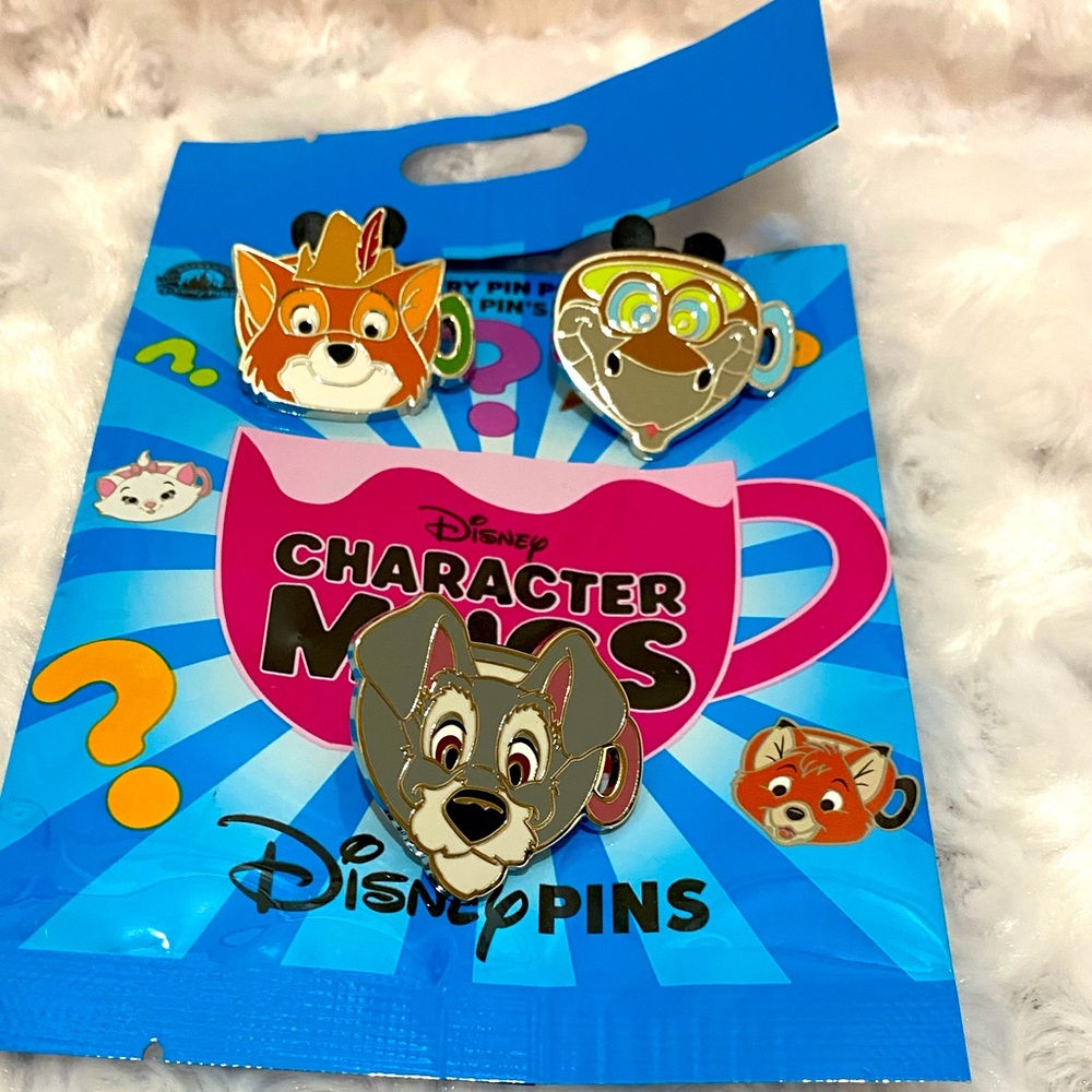 Disney Parks 2024 Character Mugs Mystery Pins-Set of 3-Tramp-Robin Hood-Ka